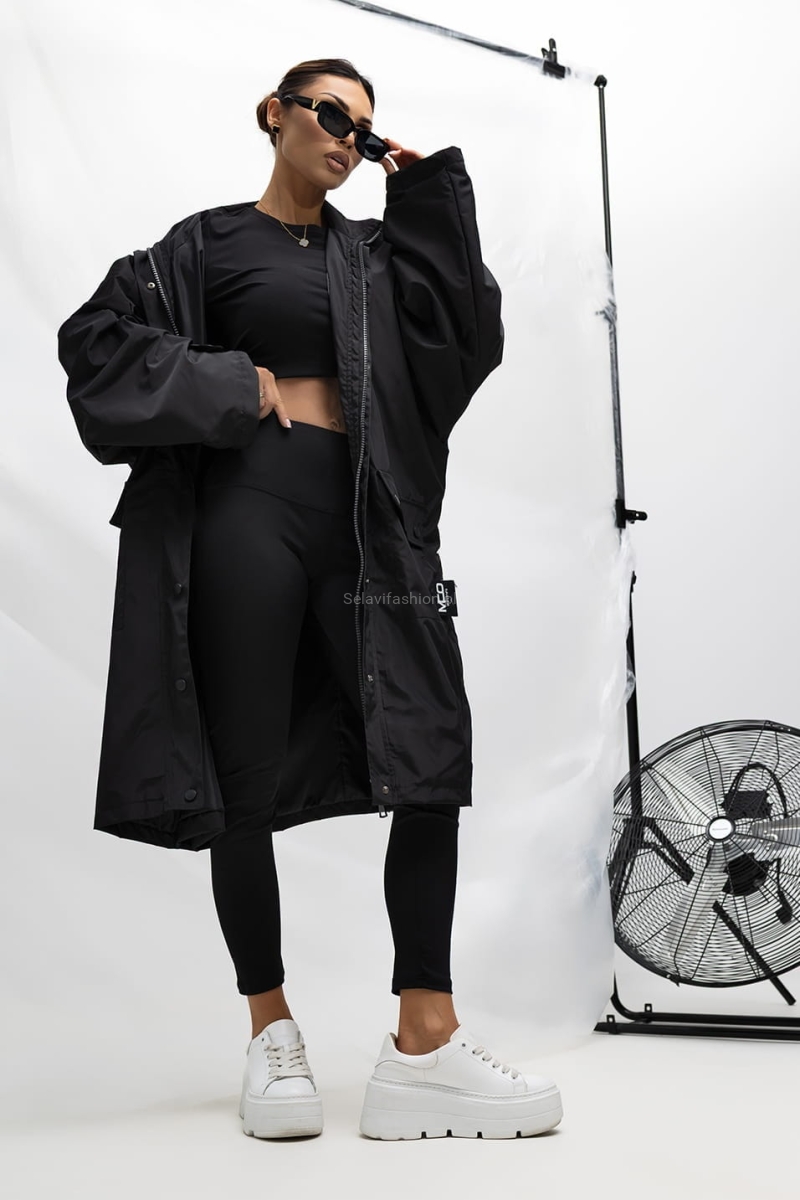 Kurtka płaszcz waterproof Urban Edge Miss City Official czarna