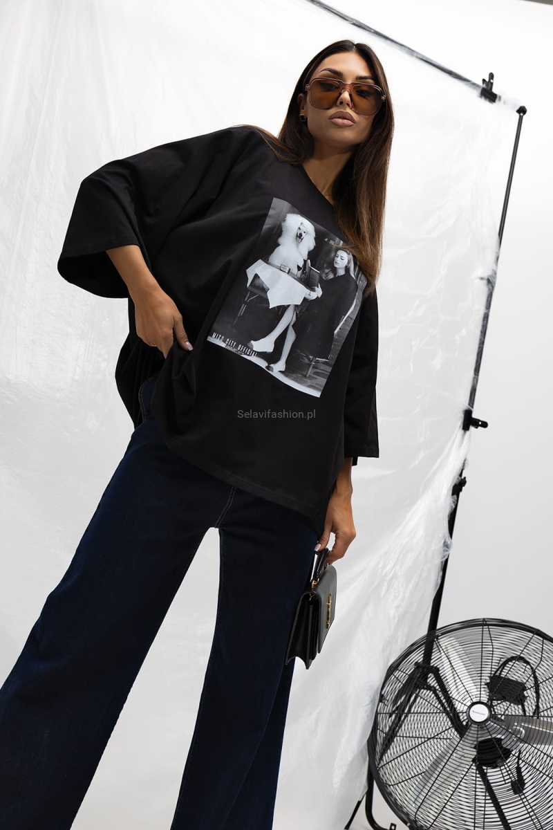 T-Shirt bluzka Poodle Miss City Official czarna
