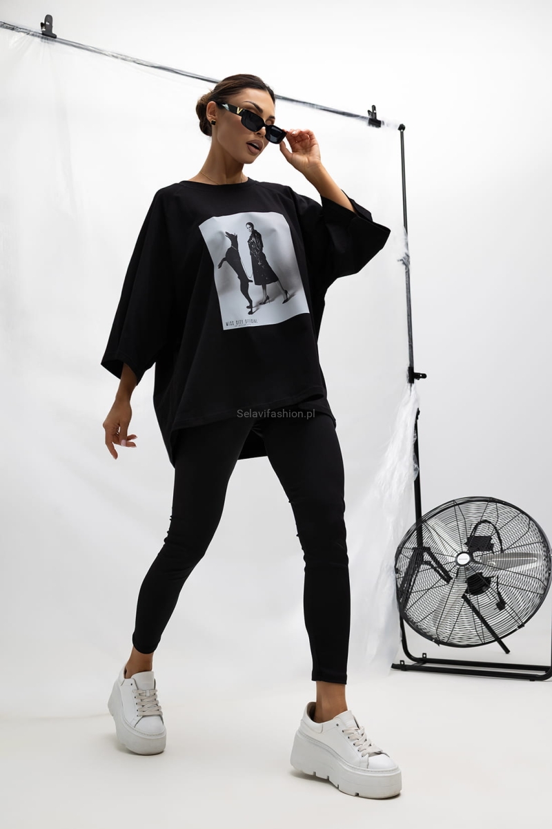 T-Shirt bluzka Dog Walk Miss City Official czarna