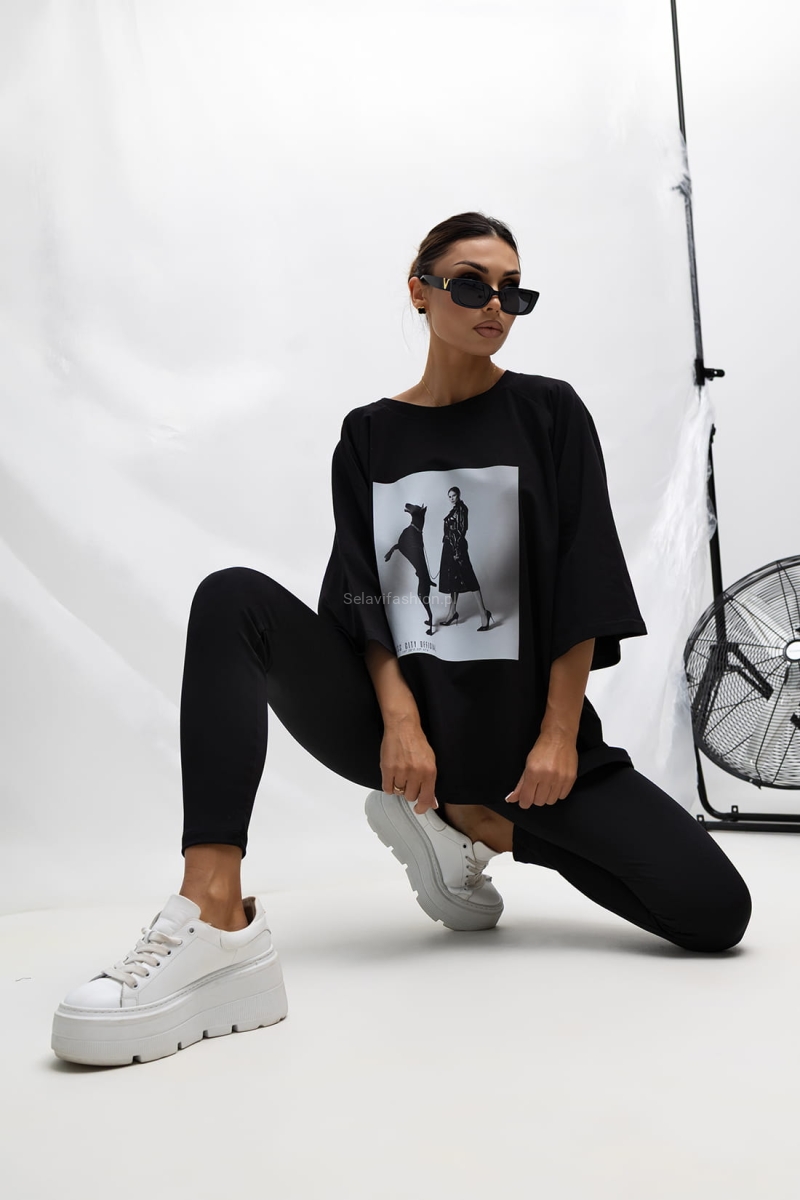 T-Shirt bluzka Dog Walk Miss City Official czarna