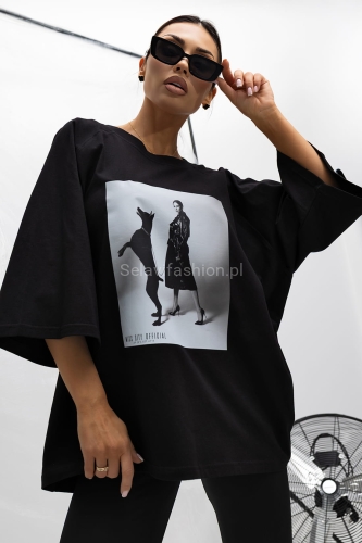 T-Shirt bluzka Dog Walk Miss City Official czarna