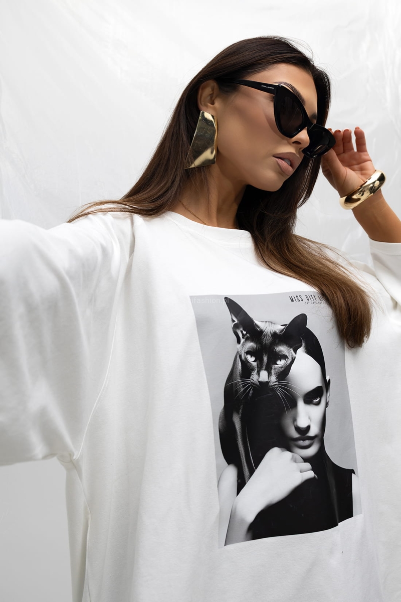T-Shirt bluzka Cat Miss City Official biała