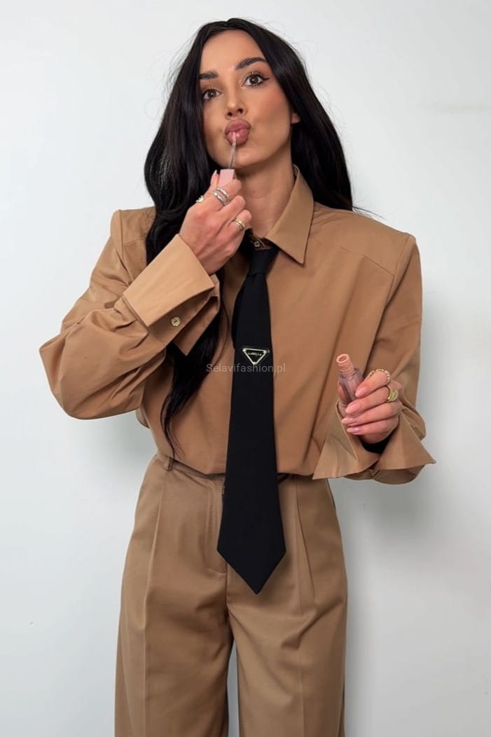 Koszula z krawatem La Milla beżowa