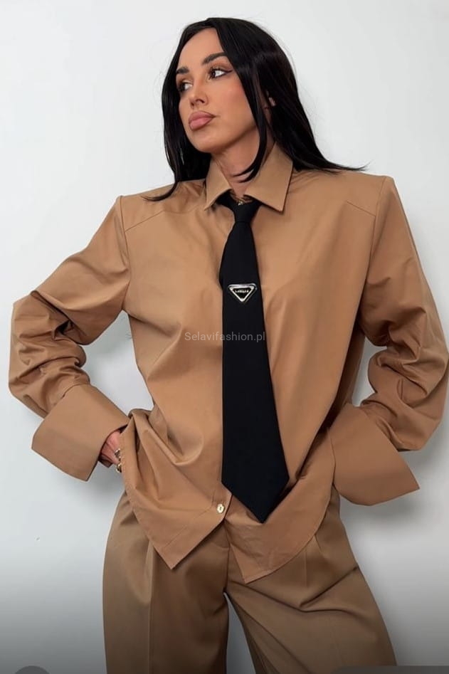 Koszula z krawatem La Milla beżowa