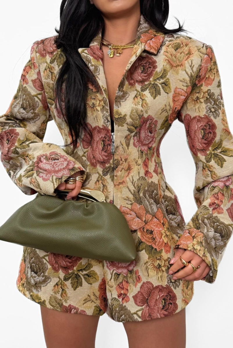 Krótka marynarka żakardowa na zamek La Milla różowa