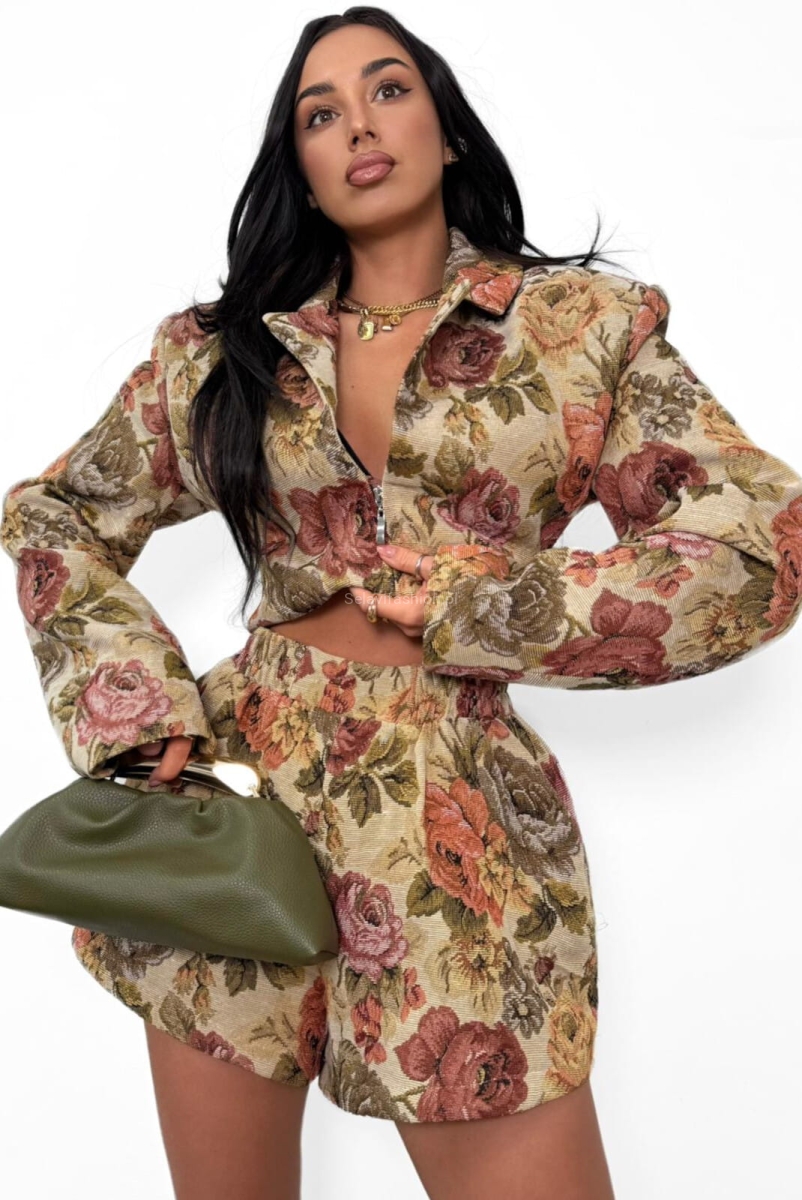 Krótka marynarka żakardowa na zamek La Milla różowa