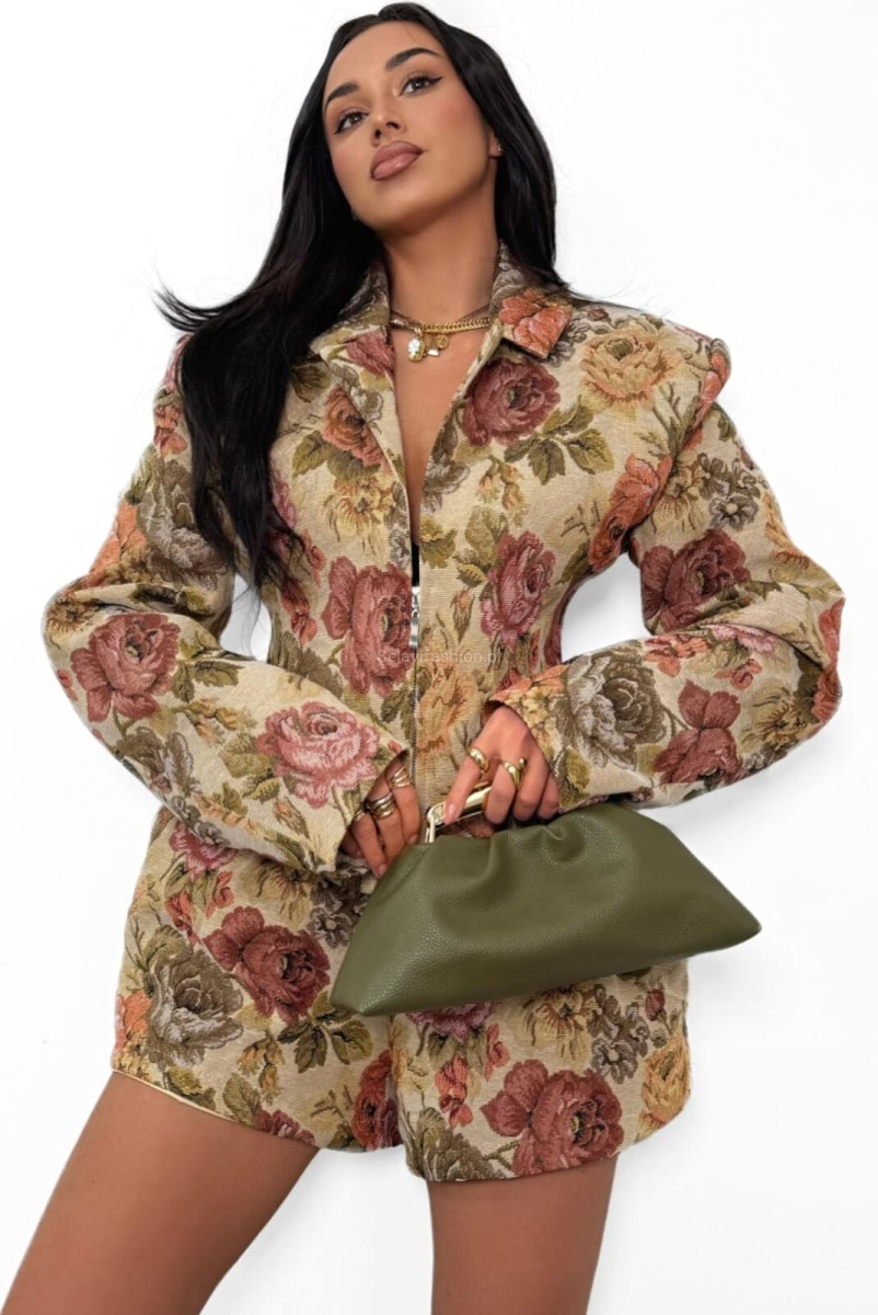 Krótka marynarka żakardowa na zamek La Milla różowa