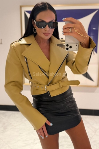 Kurtka ramoneska eko skóra LaMilla żółta musztardowa