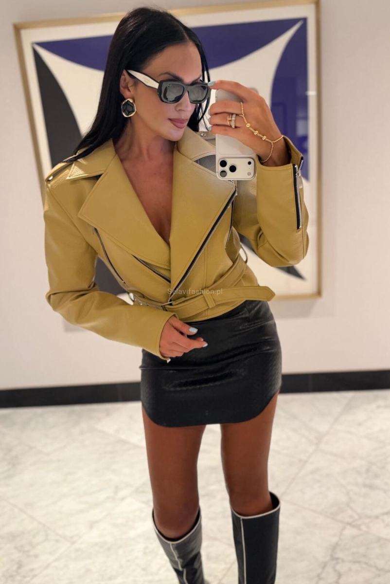 Kurtka ramoneska eko skóra LaMilla żółta musztardowa