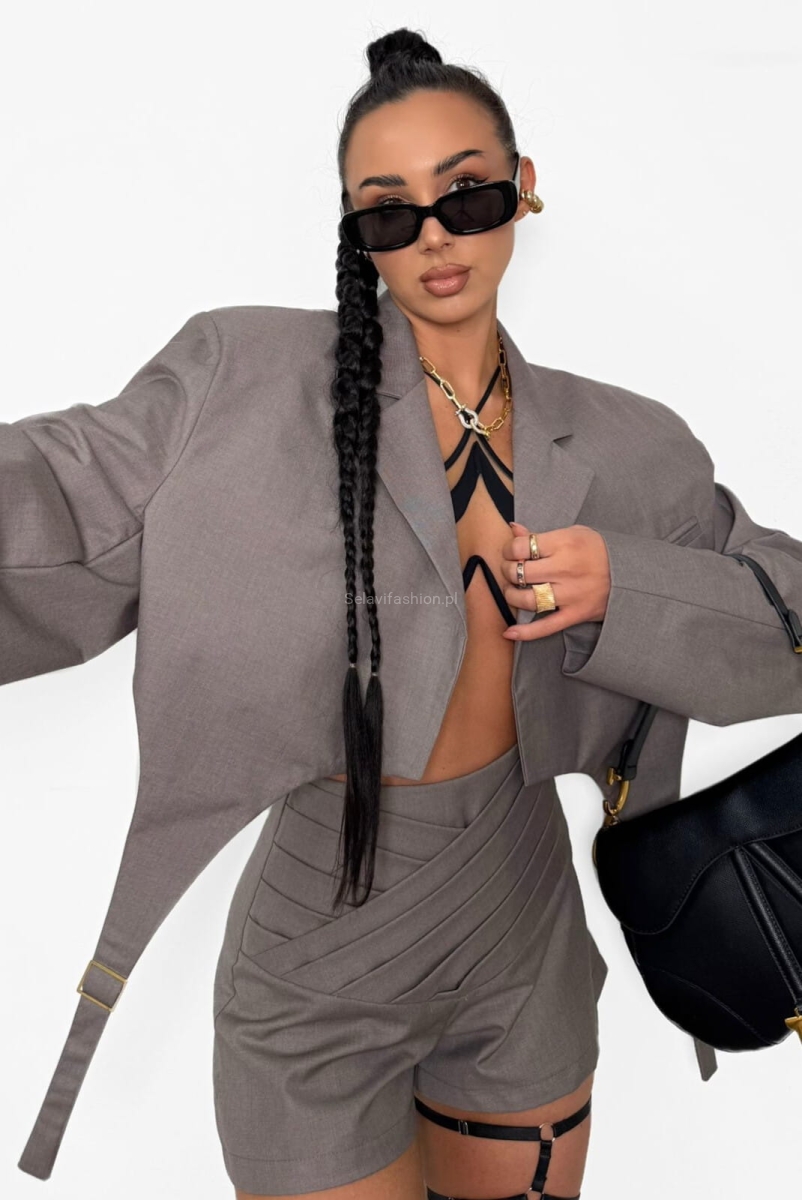 Spodenki z zakładkami w pasie La Milla mokka