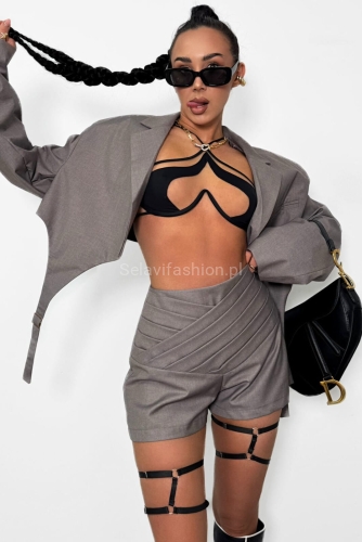 Spodenki z zakładkami w pasie La Milla mokka