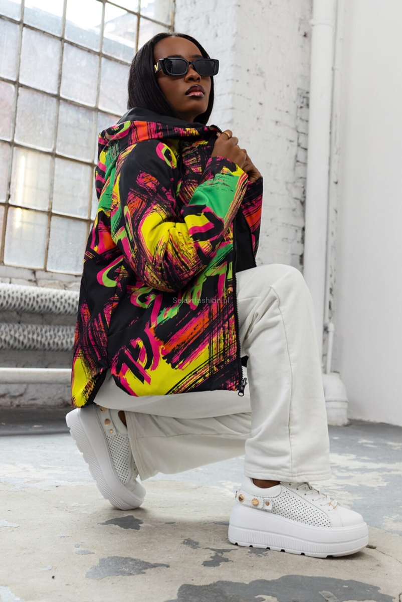 Krótka dwustronna kurtka Glam LaDonna czarna