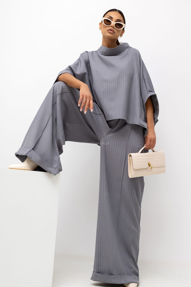 Bluzka Kimono w paski Striped Pattern Miss City Official szara
