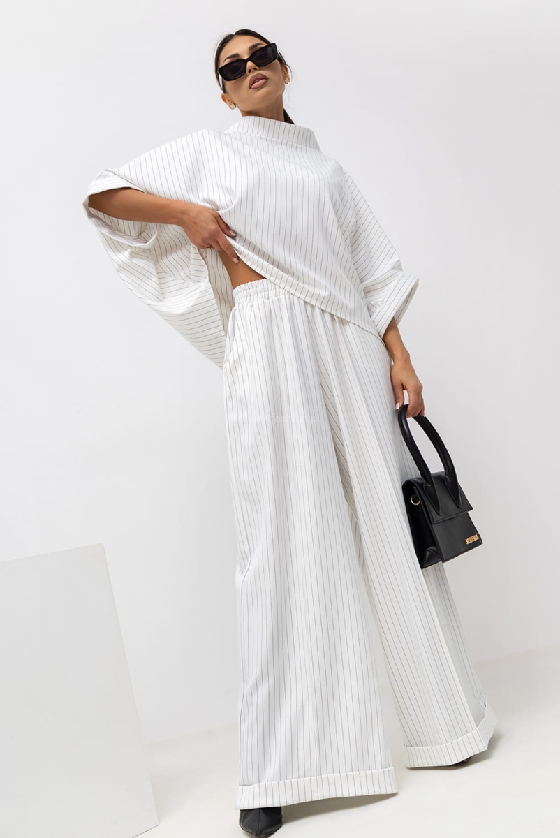 Bluzka Kimono w paski Striped Pattern Miss City Official biała