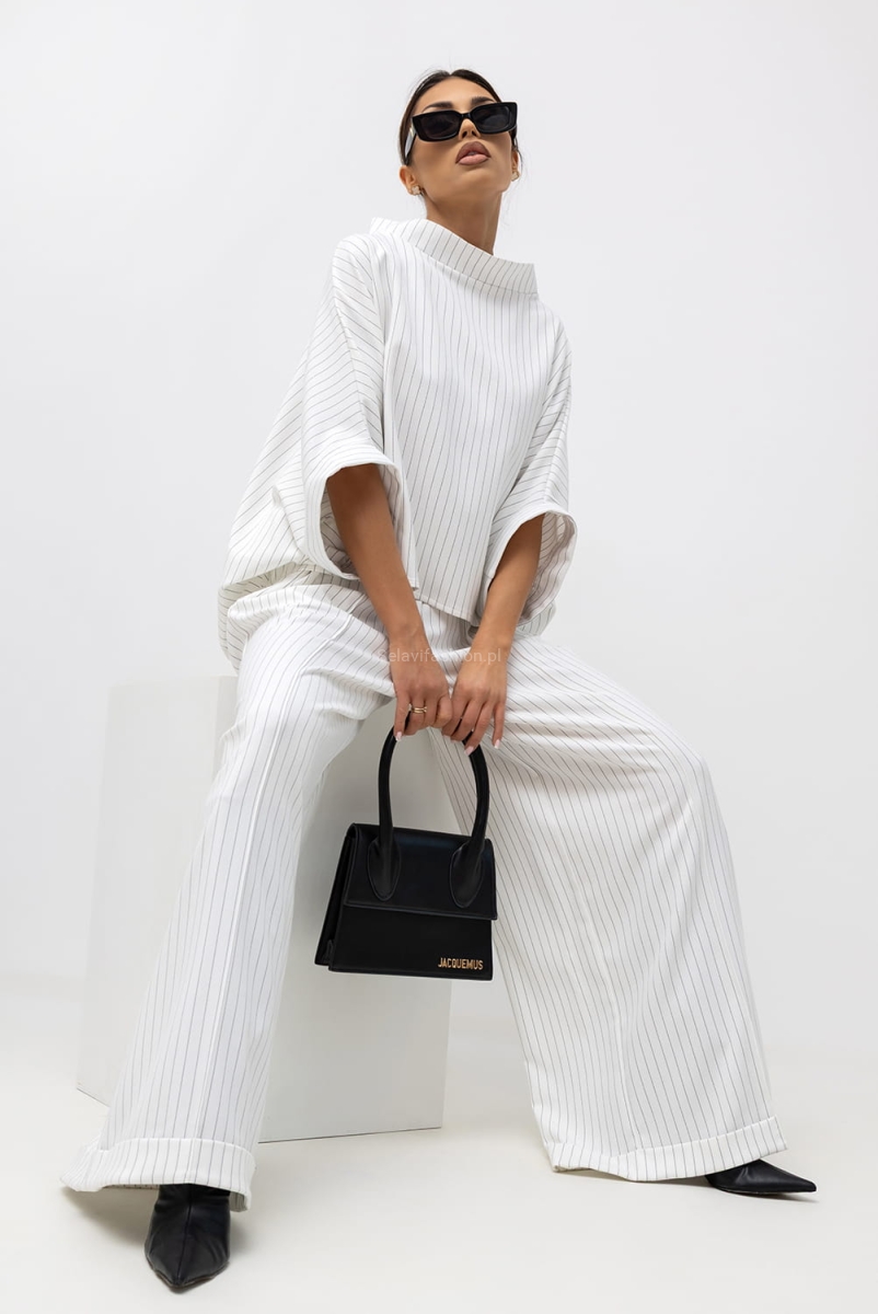 Bluzka Kimono w paski Striped Pattern Miss City Official biała