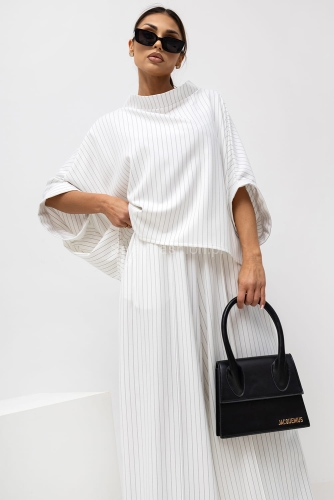 Bluzka Kimono w paski Striped Pattern Miss City Official biała
