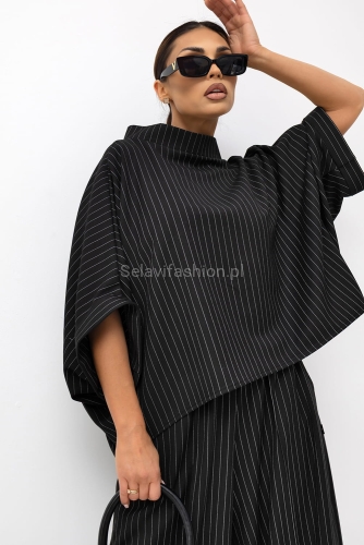 Bluzka Kimono w paski Striped Pattern Miss City Official czarna