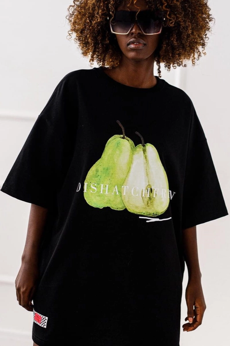 Długi t-shirt bluzka PEAR Miss City czarny