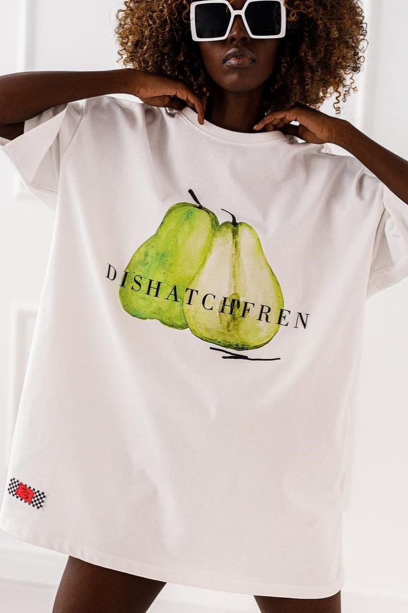 Długi t-shirt bluzka PEAR Miss City biały