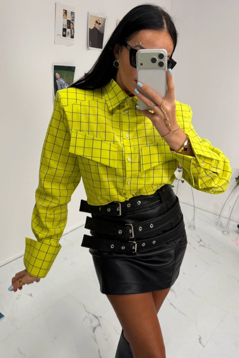 Spódniczka z ekoskóry z ozdobnymi paskami La Milla czarna