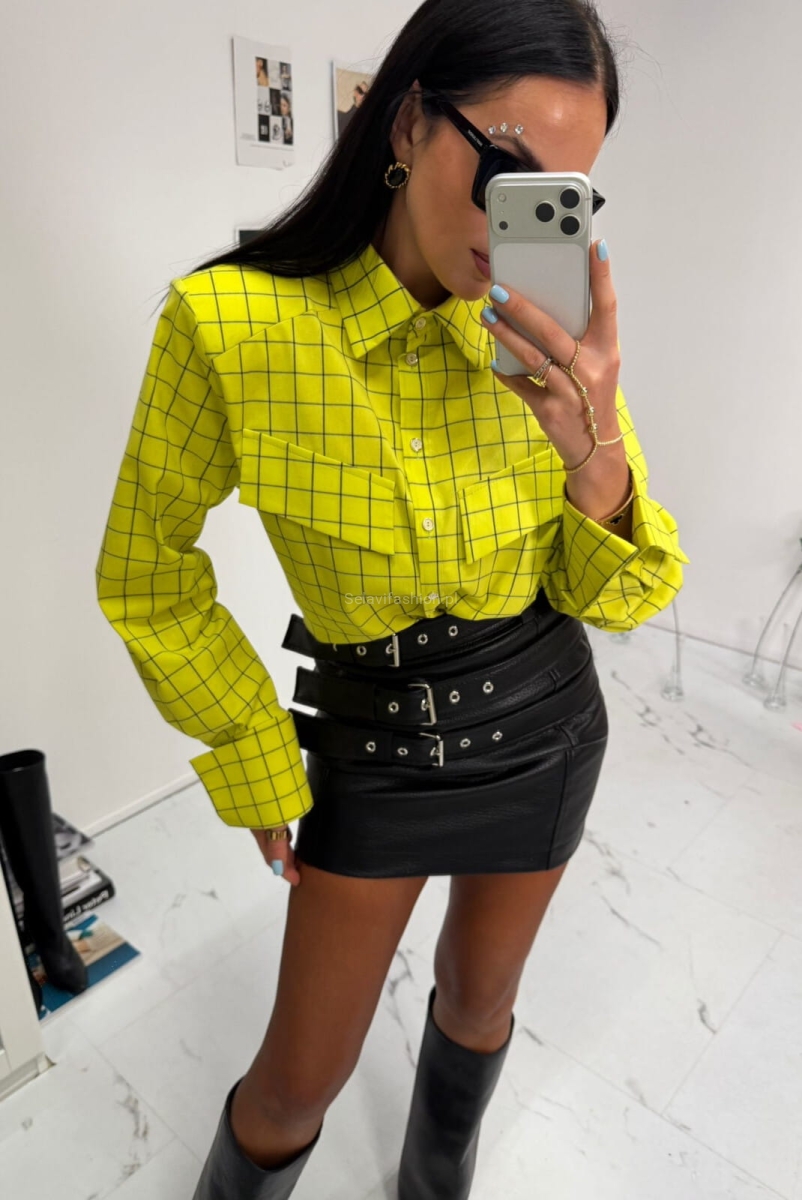 Spódniczka z ekoskóry z ozdobnymi paskami La Milla czarna