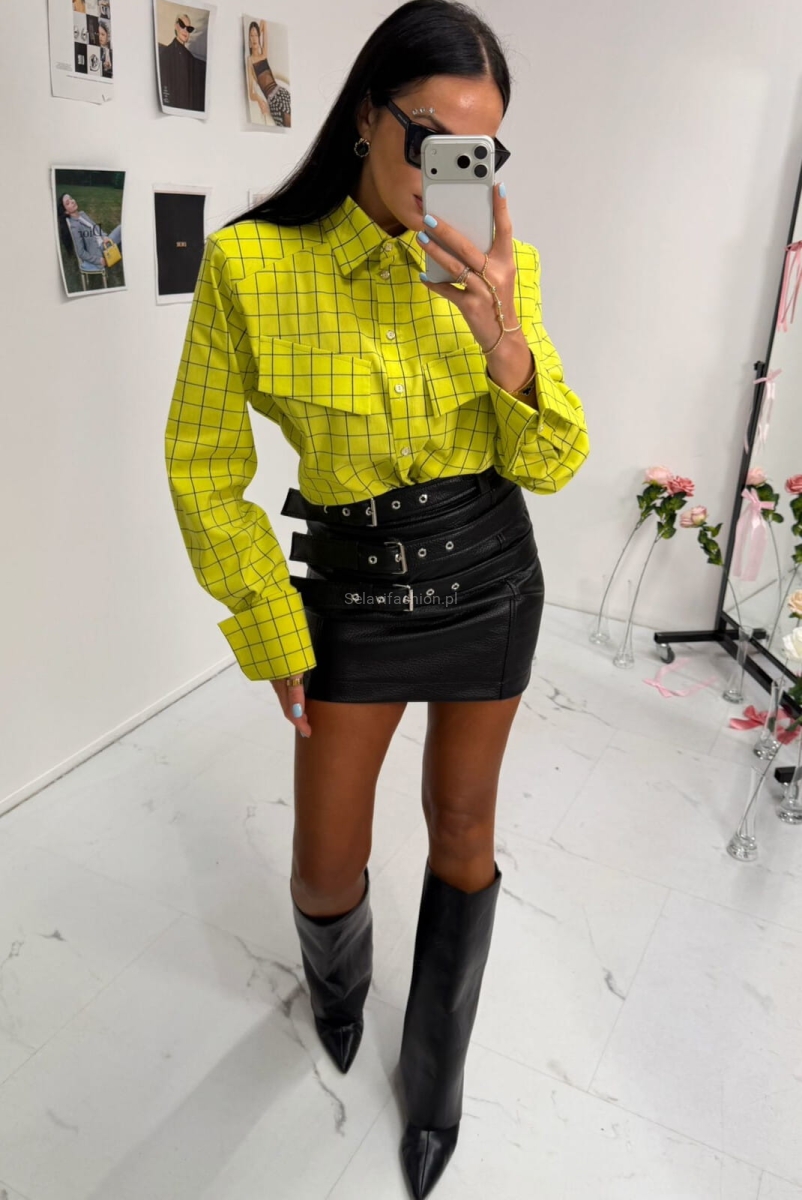 Spódniczka z ekoskóry z ozdobnymi paskami La Milla czarna