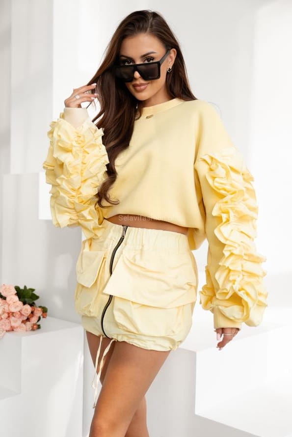 Bluza z marszczonymi rękawami RIO Lavestino żółta