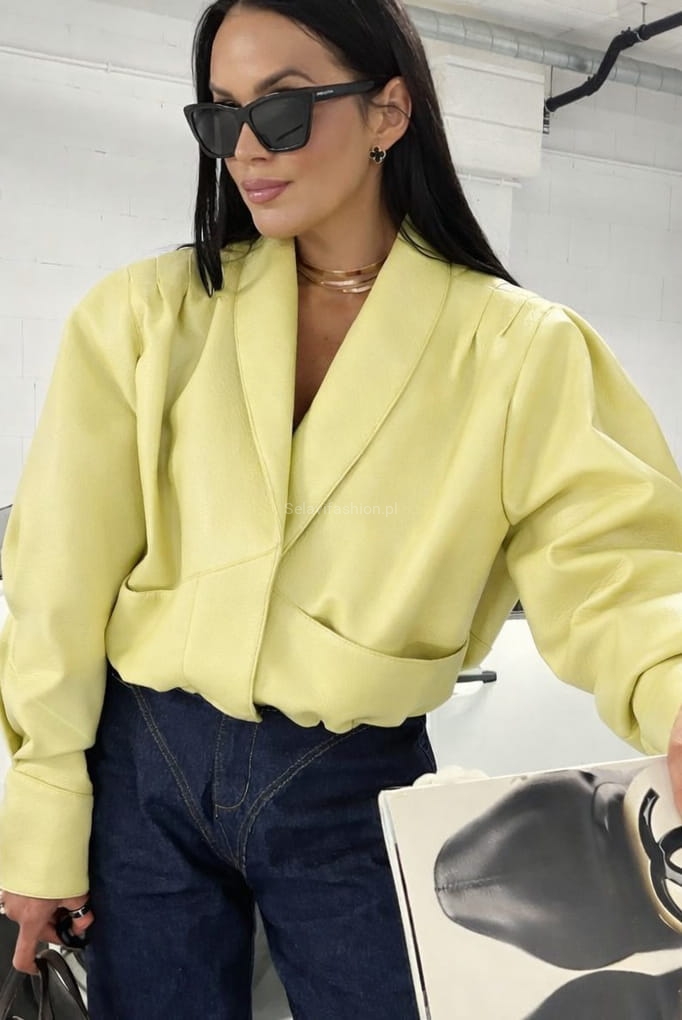 Kurtka bomberka z ekoskóry Tessa La Milla limonka