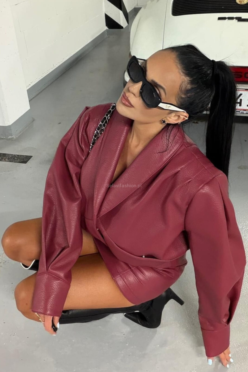 Kurtka bomberka z eko skóry Tessa La Milla koralowa