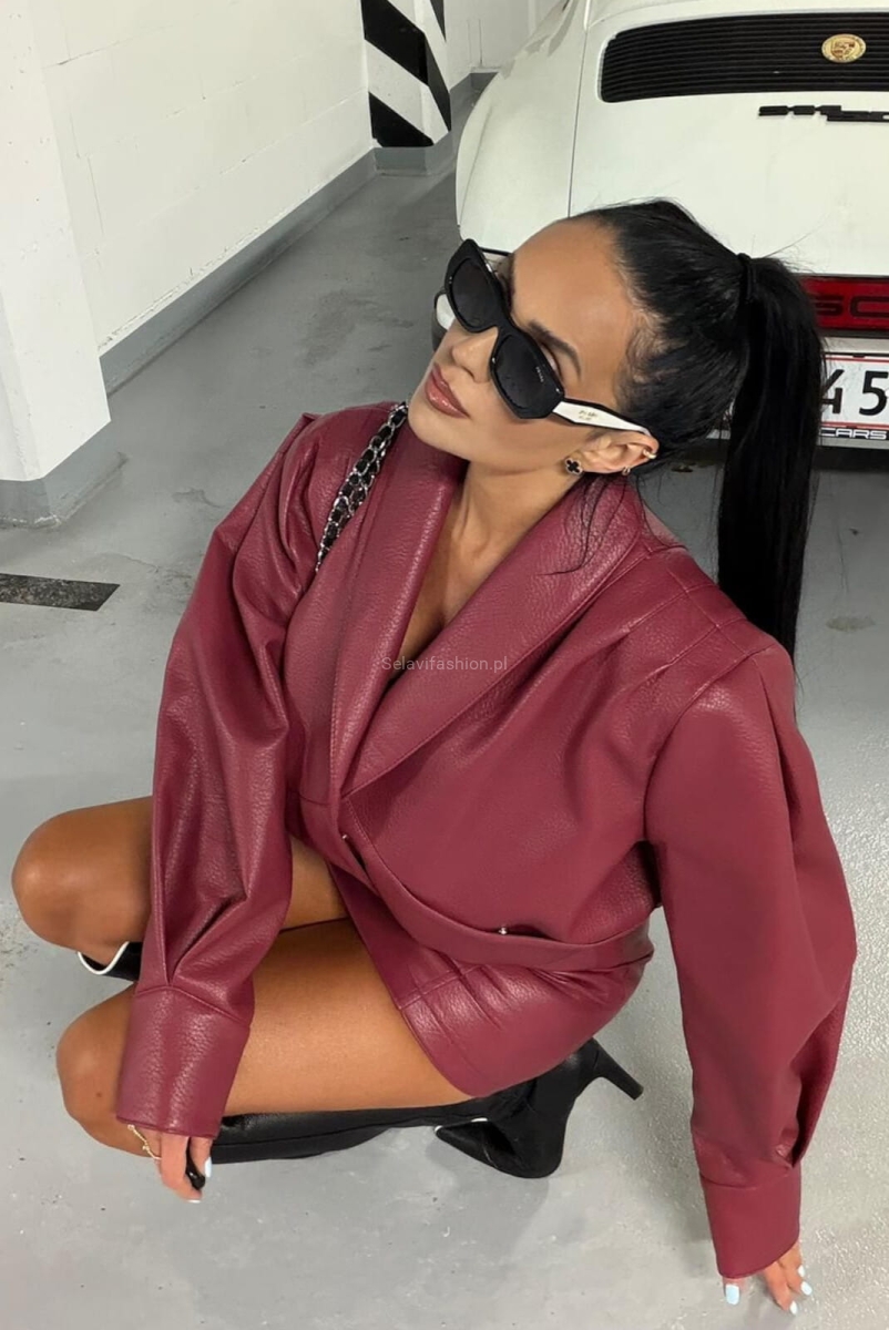 Kurtka bomberka z eko skóry Tessa La Milla koralowa