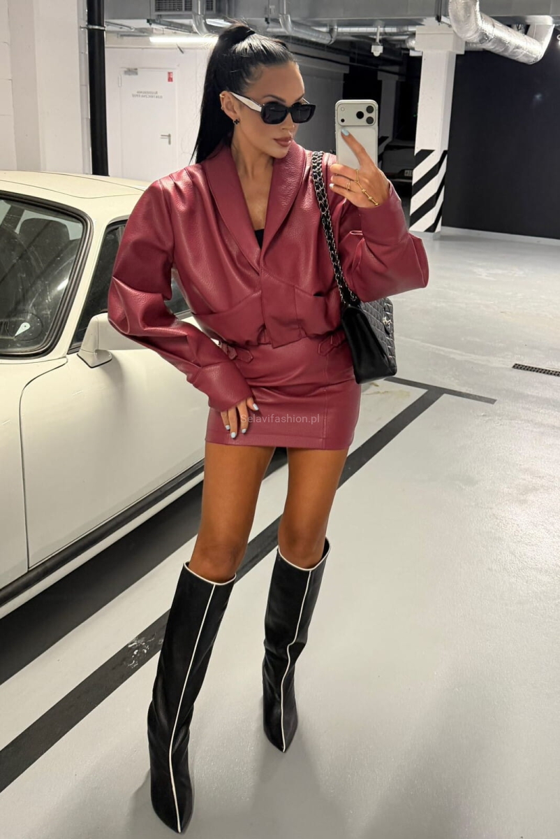 Kurtka bomberka z eko skóry Tessa La Milla koralowa