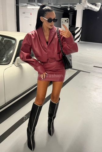 Kurtka bomberka z eko skóry Tessa La Milla koralowa