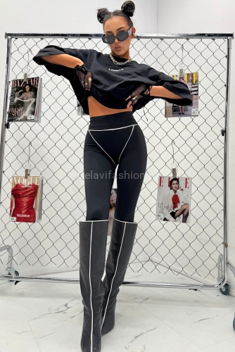 Legginsy Stringi LaMilla czarne z białym