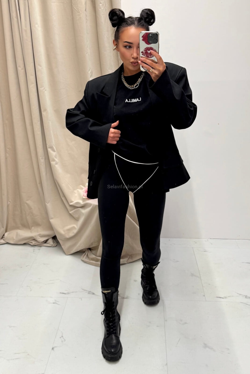 Legginsy Stringi LaMilla czarne z białym