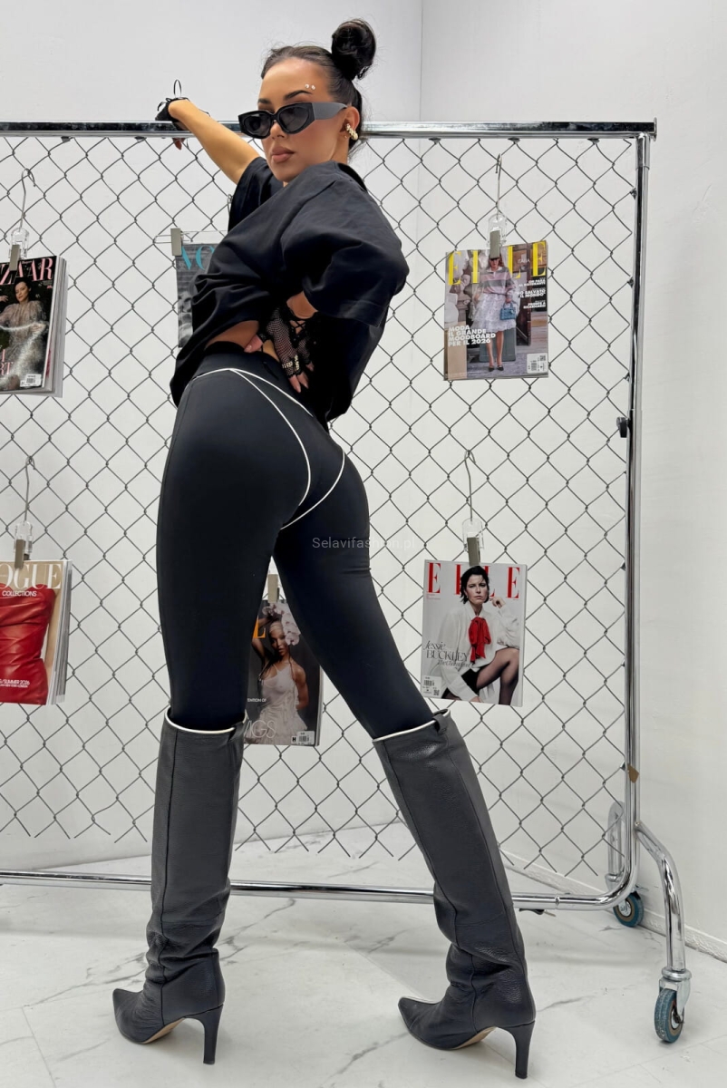 Legginsy Stringi LaMilla czarne z białym