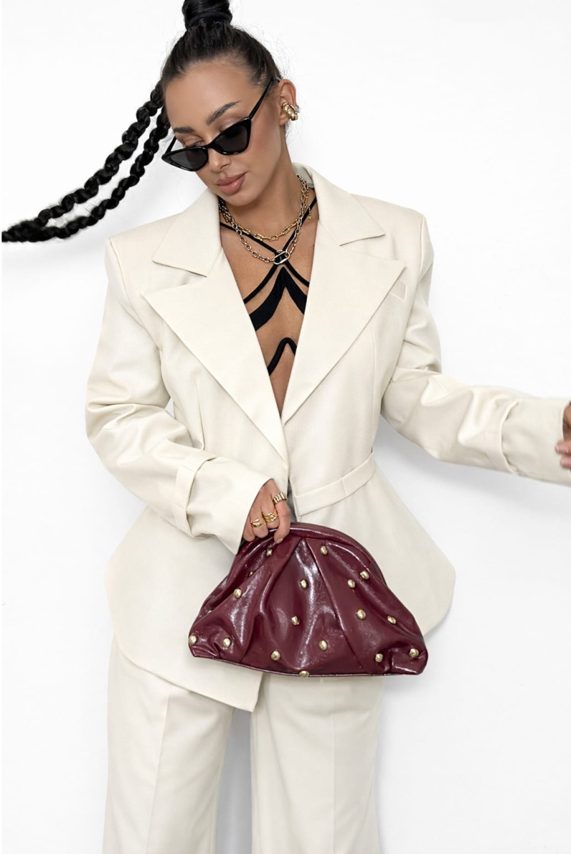 Elegancki komplet marynarka i spodnie w kant La Milla ecru