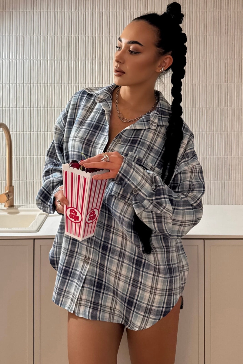 Koszula bawełniana w kratę LaMilla niebieska