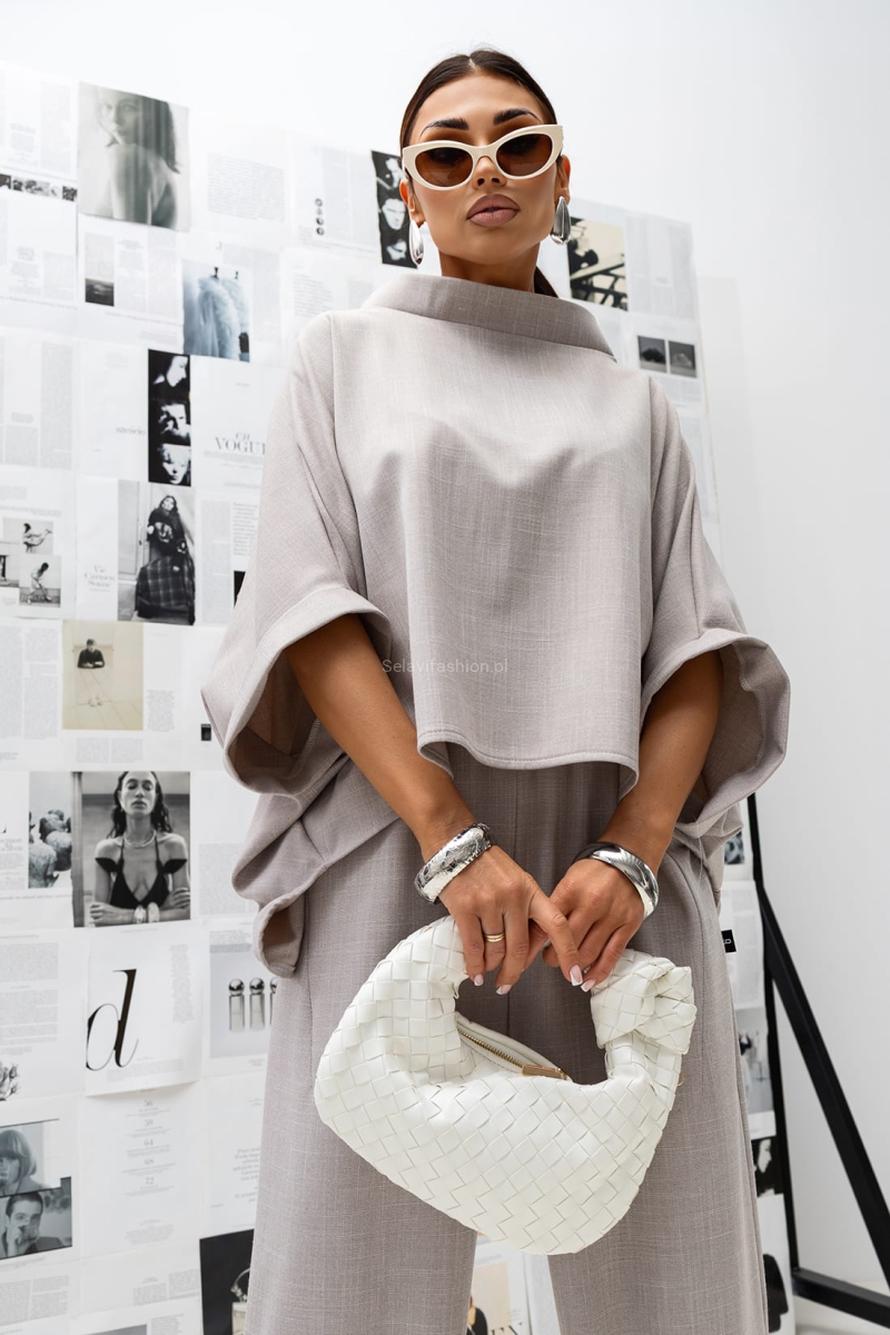 Bluzka Kimono Texture Miss City Official beżowa