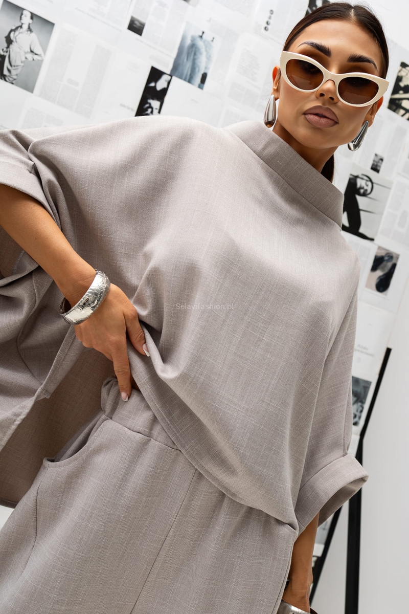 Bluzka Kimono Texture Miss City Official beżowa