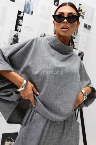 Bluzka Kimono Texture Miss City Official szara