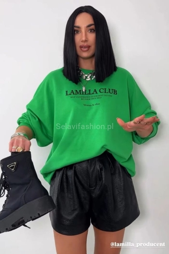 Oversizowa bluza z haftowanym napisem LaMilla Club  zielona