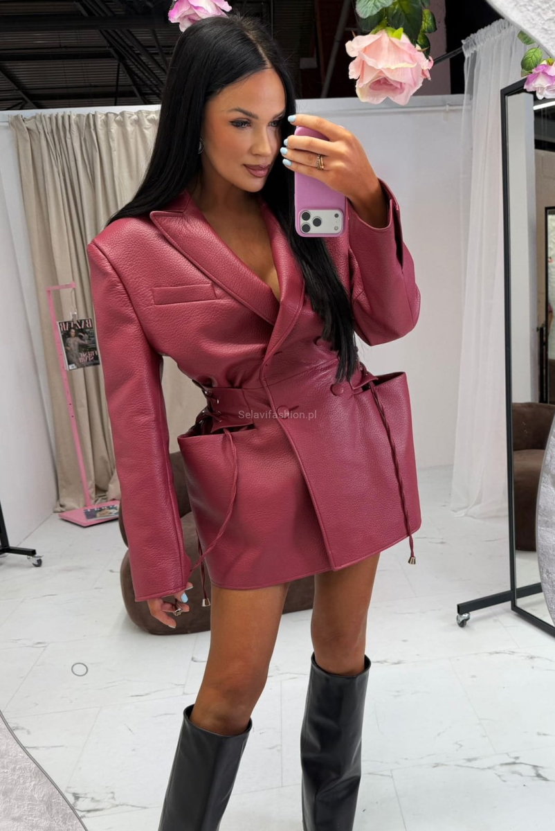 Marynarka z eko skóry Rozalia La Milla w kolorze szminki