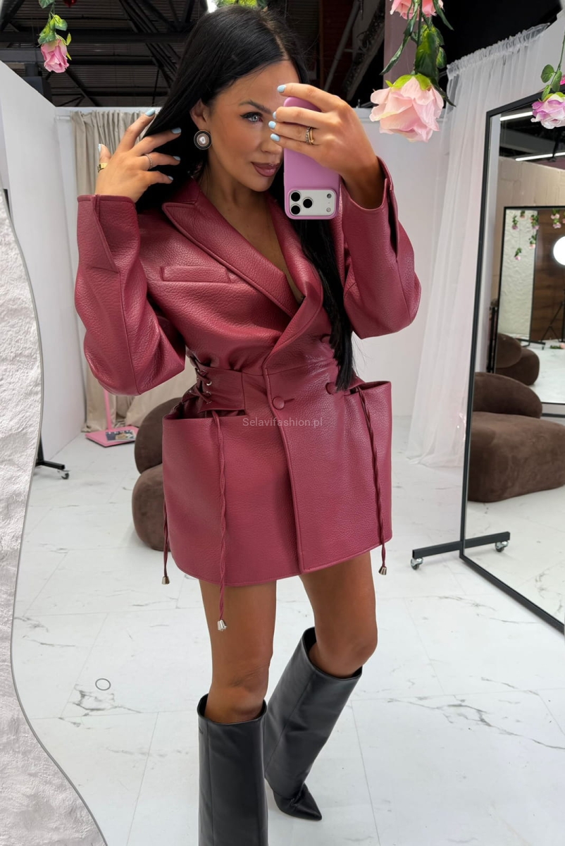 Marynarka z eko skóry Rozalia La Milla w kolorze szminki