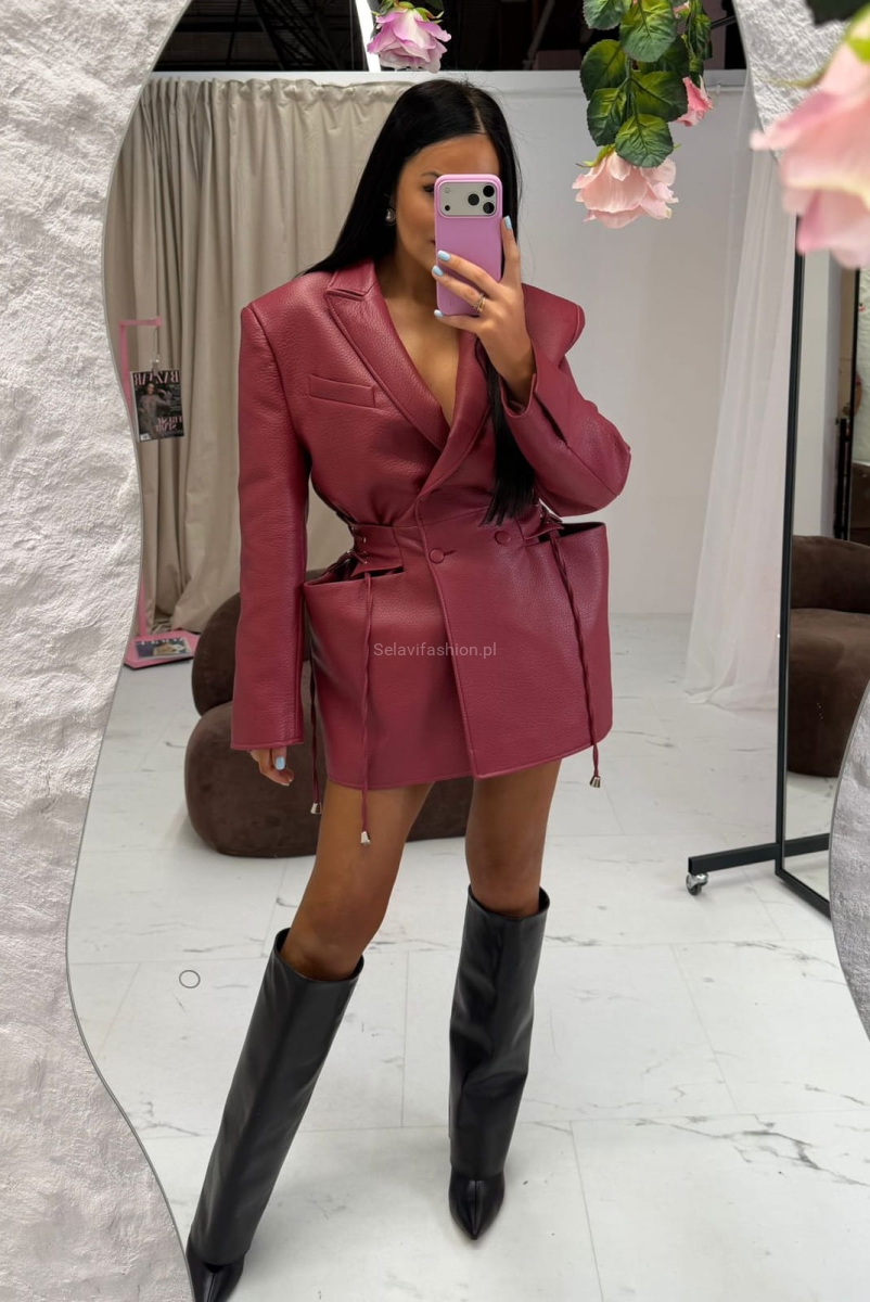 Marynarka z eko skóry Rozalia La Milla w kolorze szminki