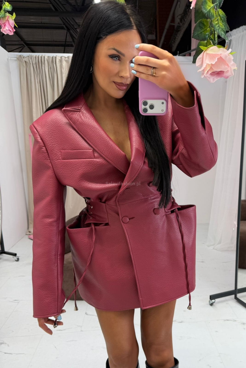 Marynarka z eko skóry Rozalia La Milla w kolorze szminki