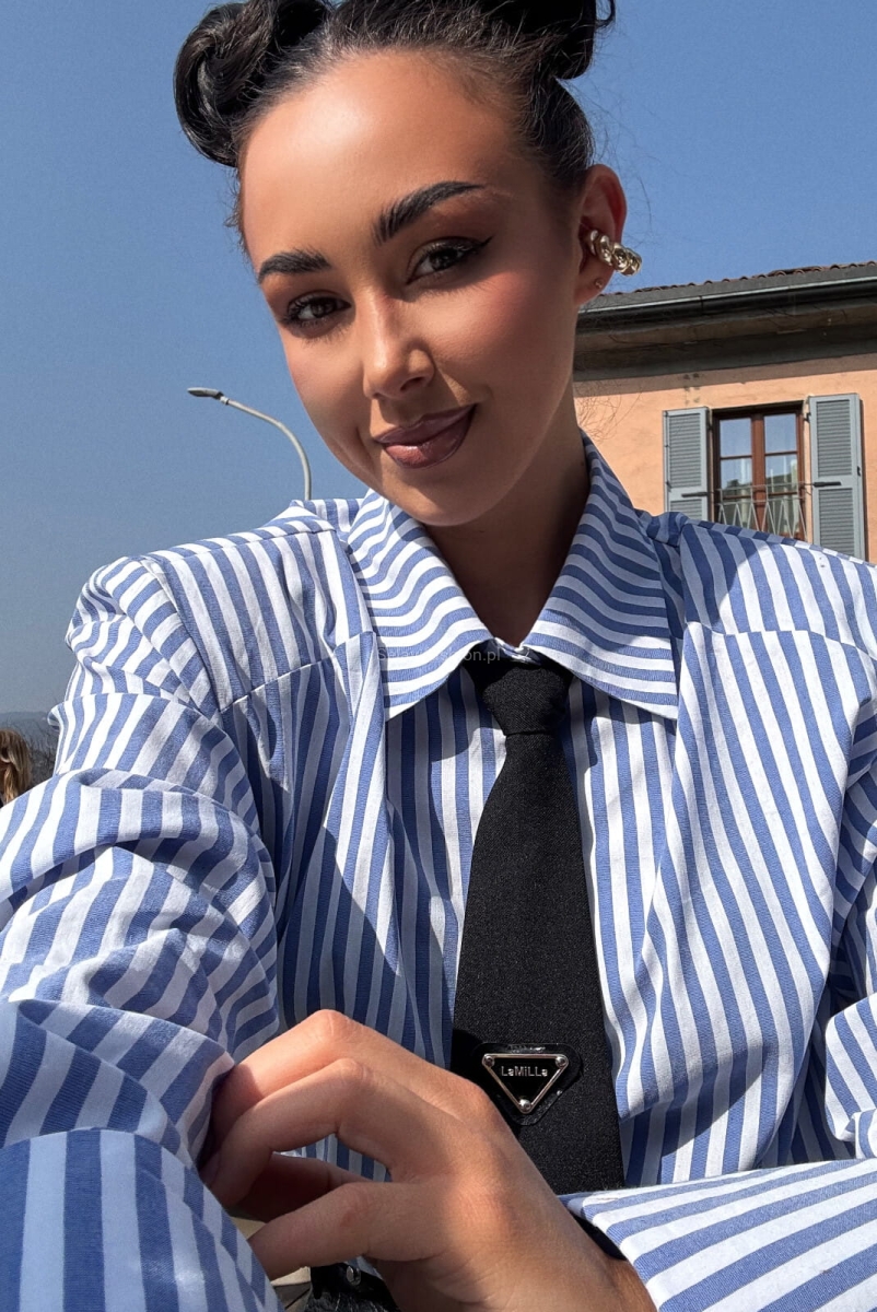 Koszula z krawatem w paski La Milla niebieska