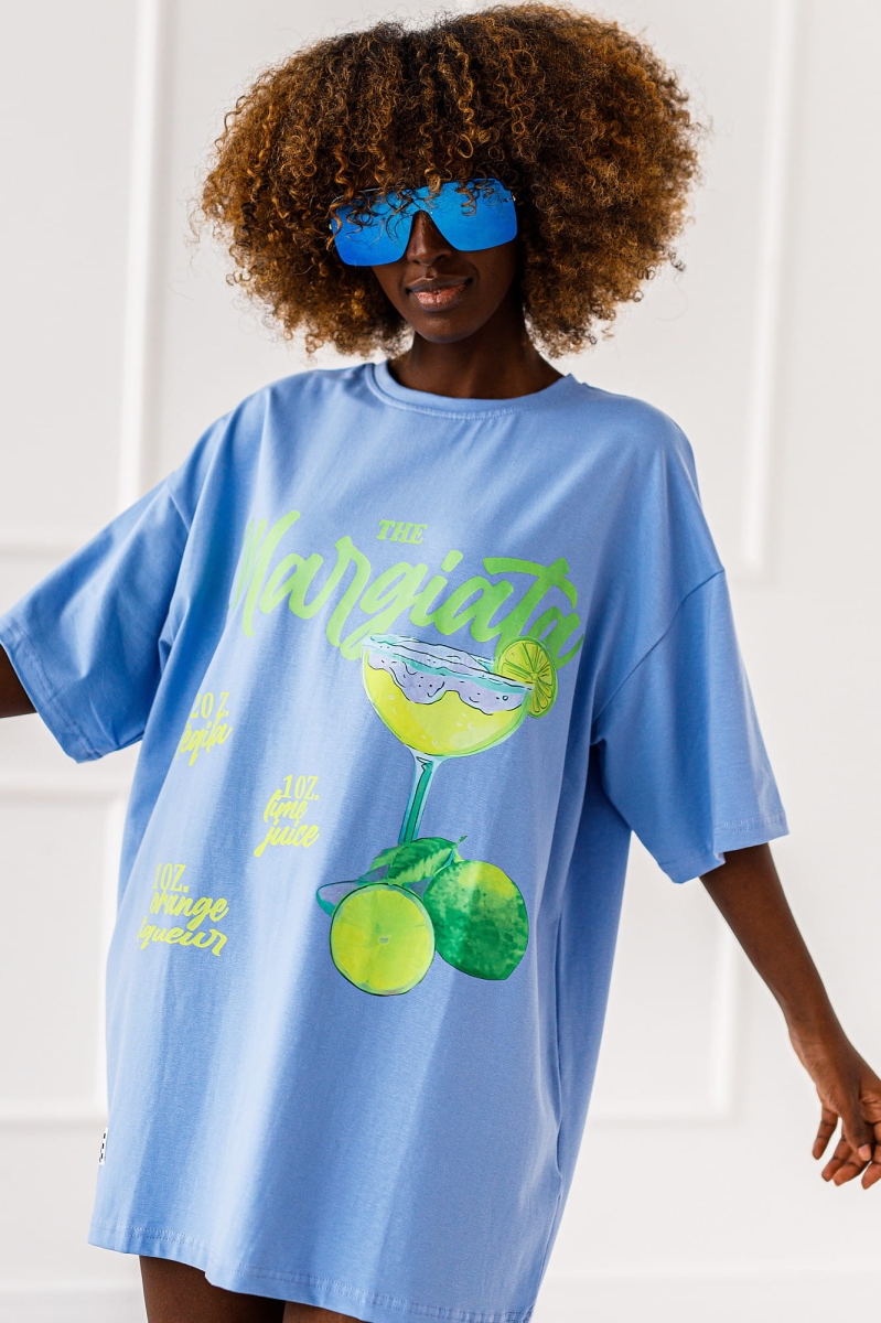 Długi t-shirt bluzka No Limits Miss City niebieska