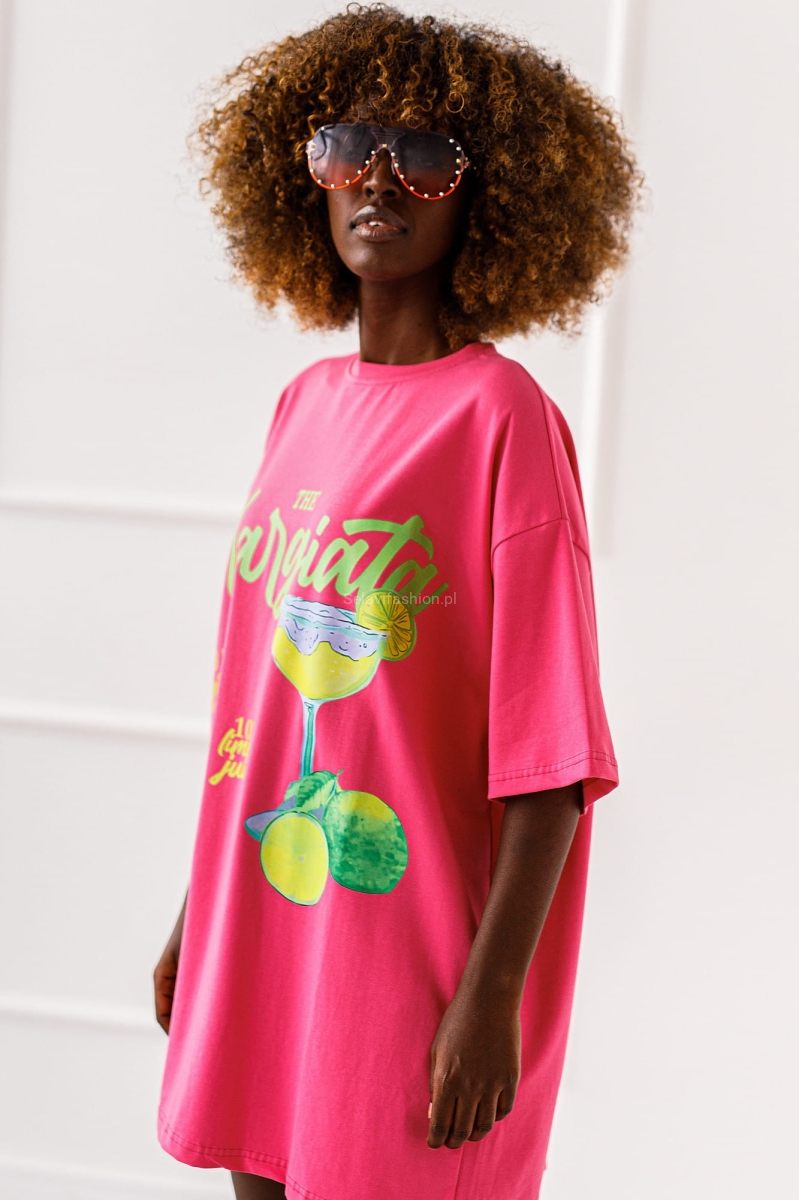 Długi t-shirt bluzka No Limits Miss City różowa