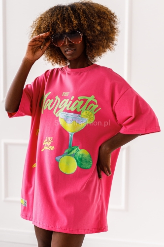 Długi t-shirt bluzka No Limits Miss City różowa