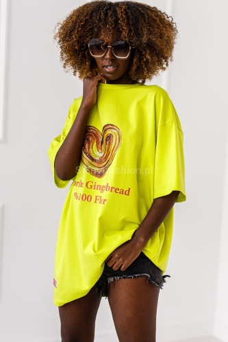 Długi t-shirt bluzka Gingerbread Miss City limonka